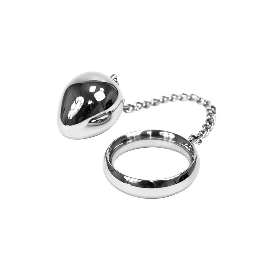 METAL HARD - COCK RING 50MM + CHAIN WITH METAL BALL