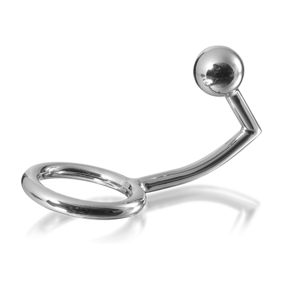 METAL HARD - COCK RING RING WITH ANAL INTRUDER HOOK 45MM