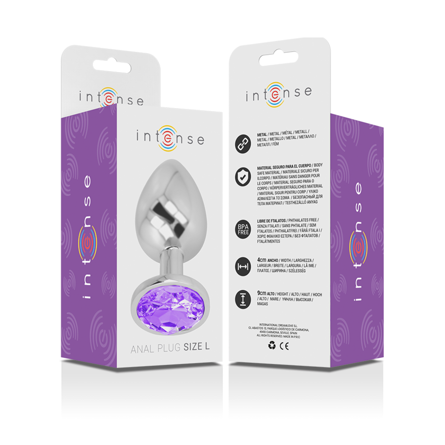 INTENSE - ALUMINUM METAL ANAL PLUG WITH VIOLET CRYSTAL SIZE L