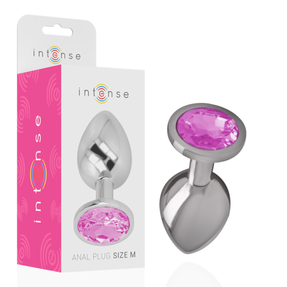 INTENSE - ALUMINUM METAL ANAL PLUG WITH PINK CRYSTAL SIZE M