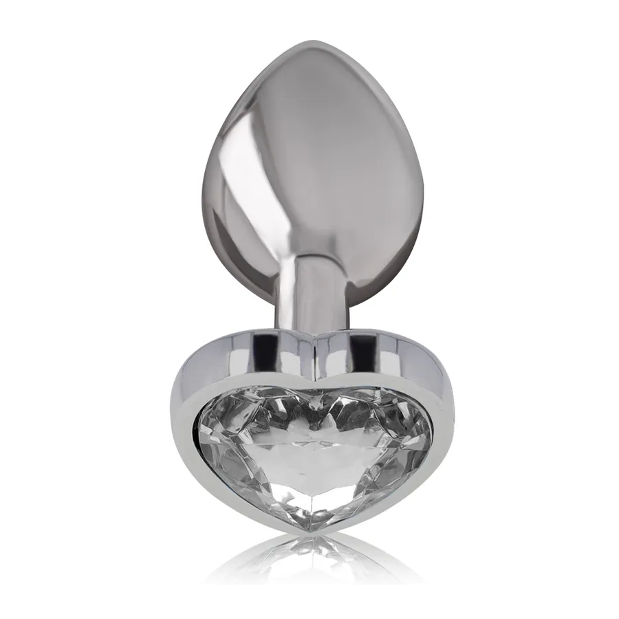 INTENSE - PLUG ANALE METALLO ALLUMINIO BIANCO CUORE TAGLIA L
