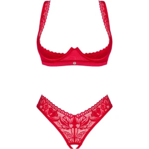 OBSESSIVE - LACELOVE CUPLESS TWO PIECES SET RED