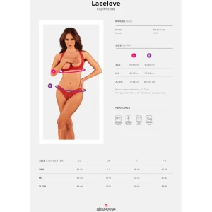 OBSESSIVE - LACELOVE CUPLESS TWO PIECES SET RED