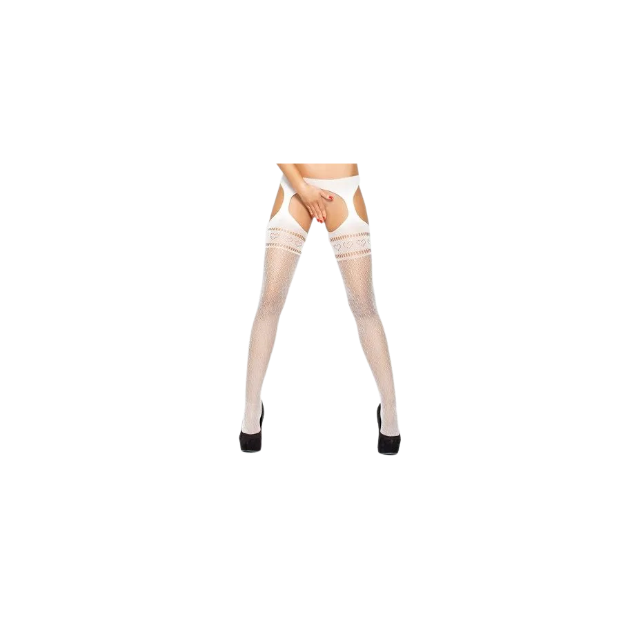 PASSION - COLLANTS AVEC JARRETIÈRE BS002 BLANC