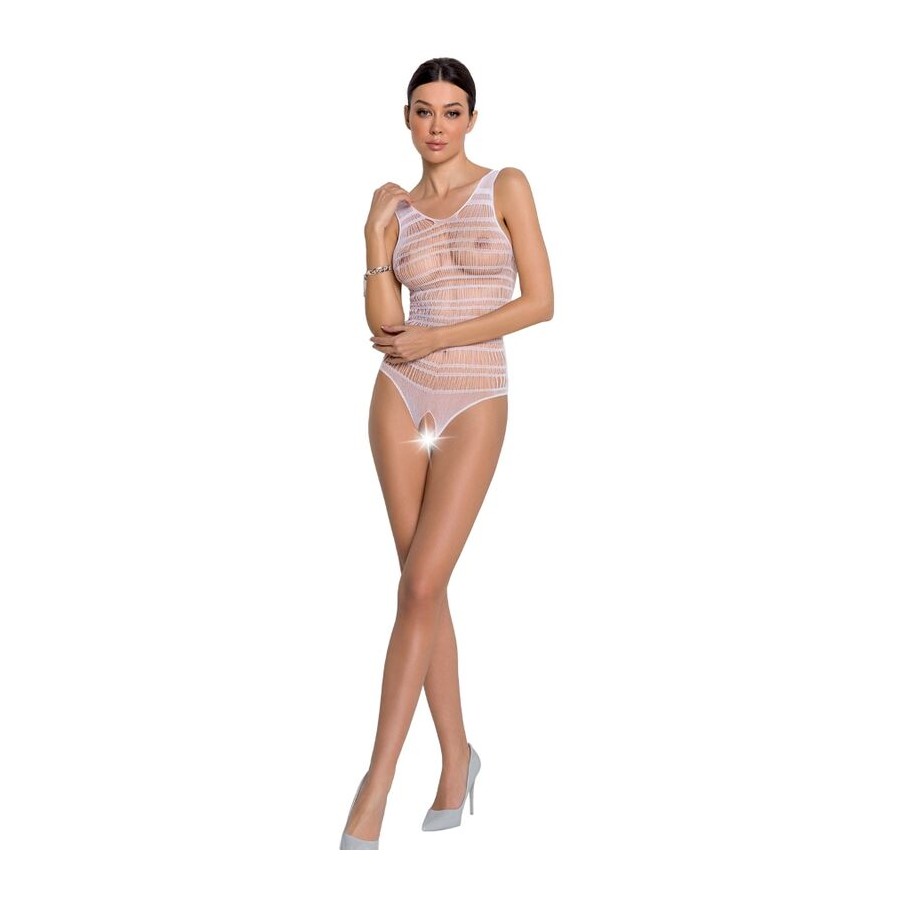 PASSION - FEMME BS086 BODYSTOCKING BLANC TAILLE UNIQUE