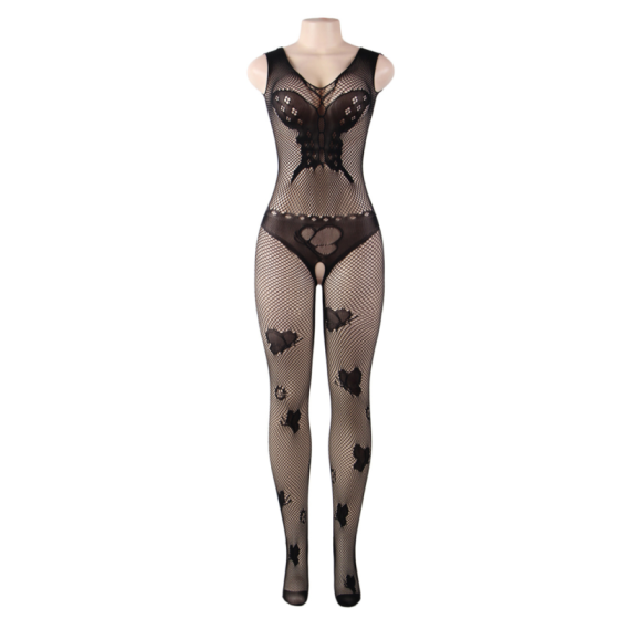 QUEEN LINGERIE - BUTTERFLY EMBROIDERED BODYSTOCKING S/L
