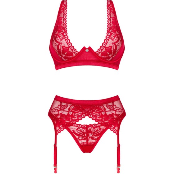 OBSESSIVE - LACELOVE THREE PIECES SET RED