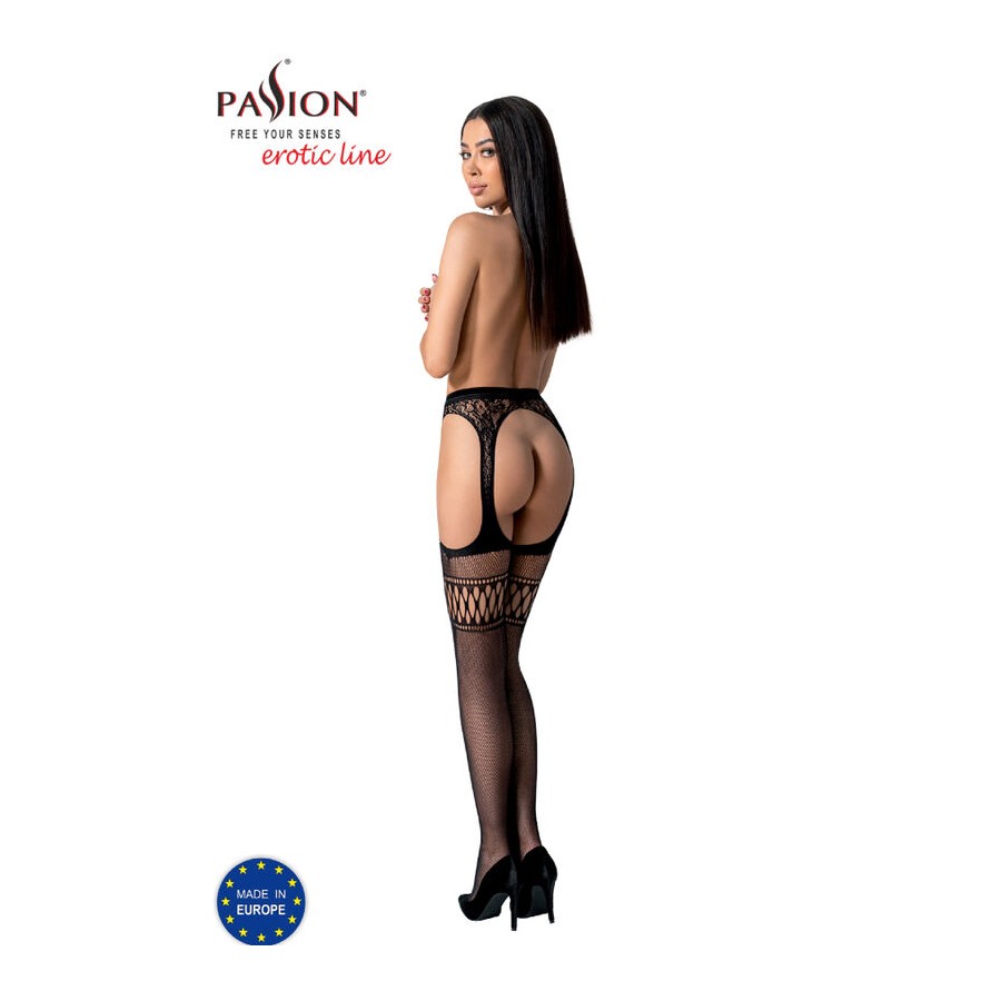 PASSION - S026 WHITE STOCKINGS WITH GARTER ONE SIZE