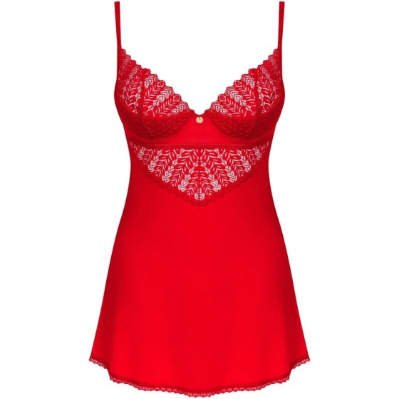 OBSESSIVE - INGRIDIA CHEMISE  THONG RED XL/XXL