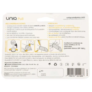 UNIQ - PRESERVATIVO SENZA LATTICE PULL CON STRISCE 3 UNITÀ