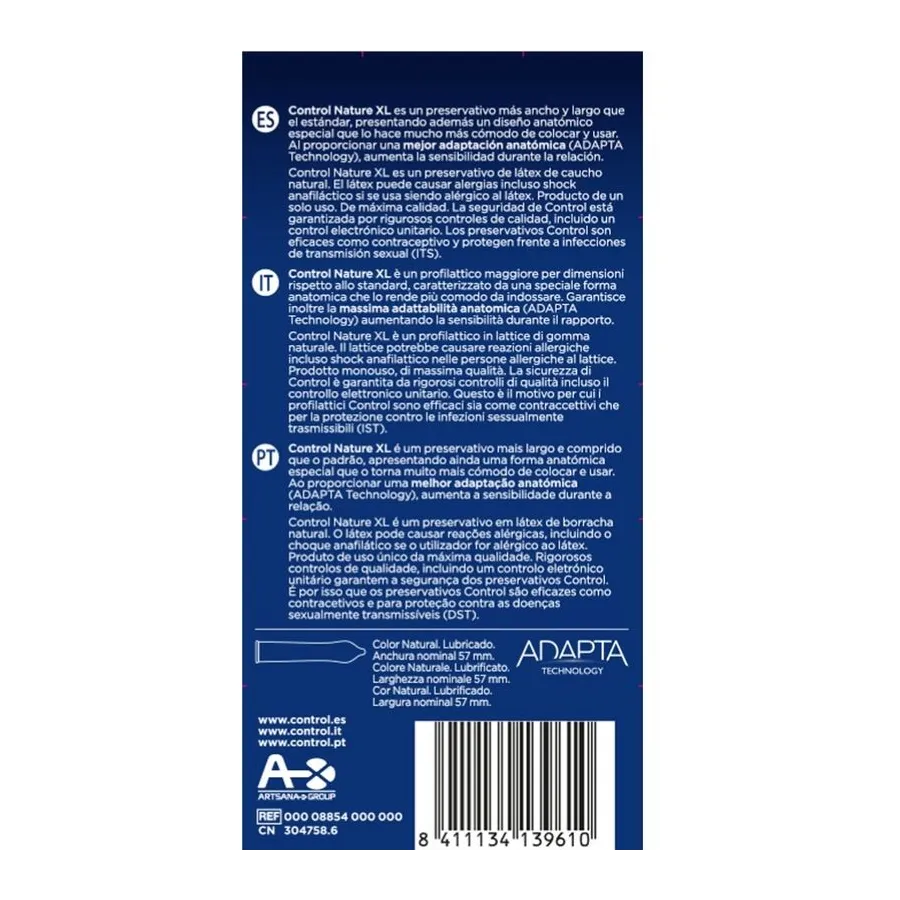 CONTROL - ADAPTA NATURE XL CONDOMS 12 UNITS