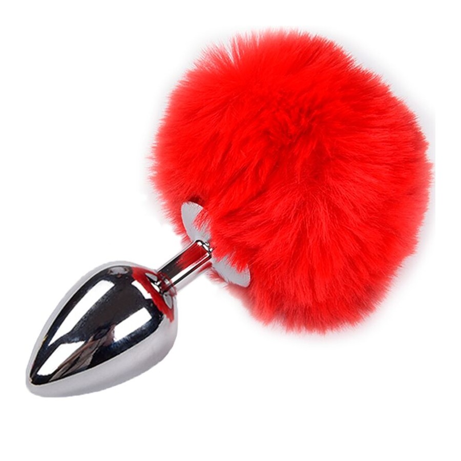 ALIVE - ANAL PLEASURE PLUG SMOOTH METAL FLUFFY RED SIZE M