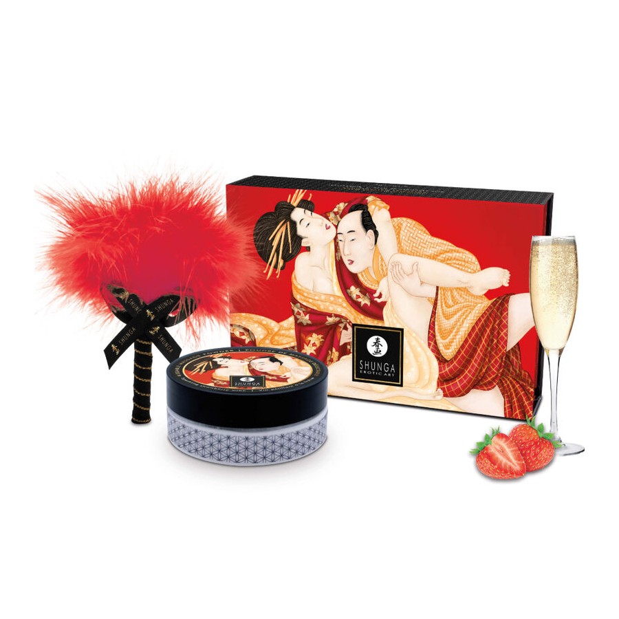 SHUNGA - STRAWBERRY EDIBLE MASSAGE POWDER KIT