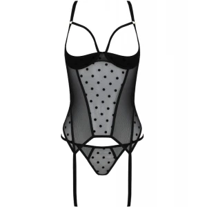 PASSION - MARINA CORSET  THONG BLACK L/XL