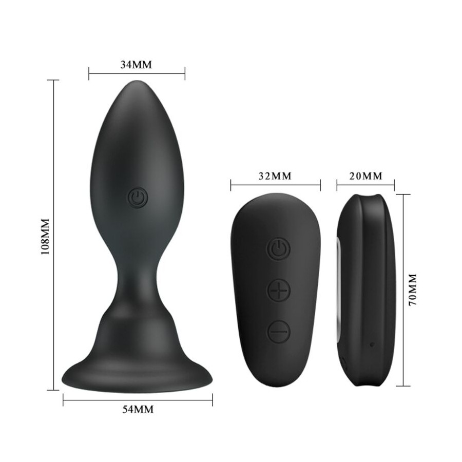 MR PLAY - ANAL PLUG WITH VIBRATION BLACK REMOTE CONTROL