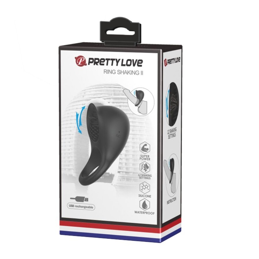 PRETTY LOVE - VIBRATING PENIS RING WITH BLACK TONGUE