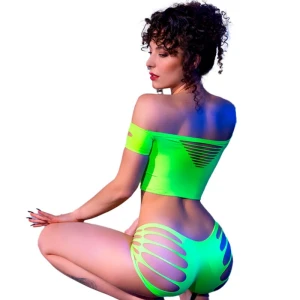 CHILIROSE - CR 4433 TOP  SHORTS GREEN S/M