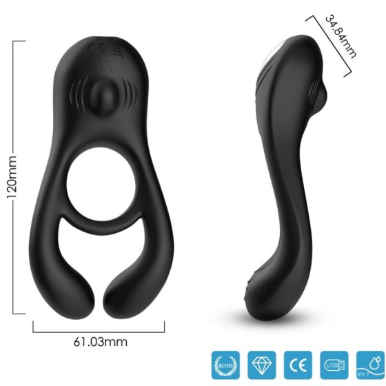 ARMONY - VEYRON DOUBLE VIBRATOR RING TOY FOR COUPLES BLACK