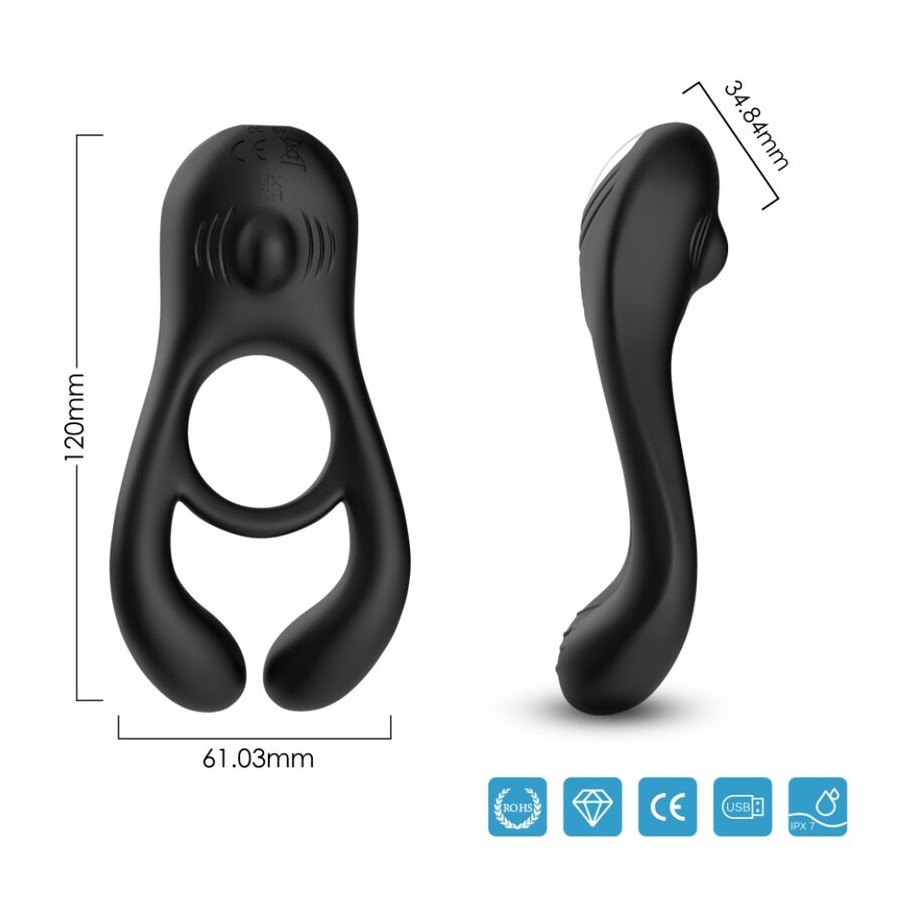 ARMONY - VEYRON DOUBLE VIBRATOR RING TOY FOR COUPLES REMOTE CONTROL BLACK