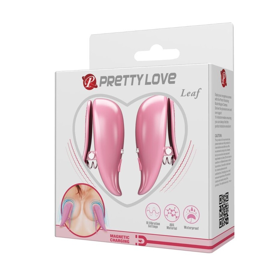 PRETTY LOVE - LEAF VIBRATING NIPPLE CLAMPS PINK