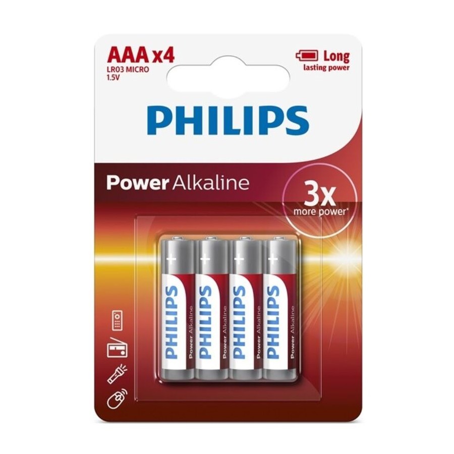 PHILIPS — ЩЕЛОЧНАЯ БАТАРЕЯ AAA LR03, 4 шт.