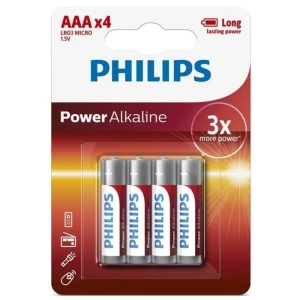 PHILIPS — ЩЕЛОЧНАЯ БАТАРЕЯ AAA LR03, 4 шт.