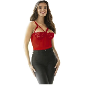 SUBBLIME - TEDDY AVEC JARRETIÃRE DÃTAIL POITRINE ROUGE L/XL