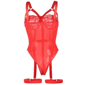 SUBBLIME - TEDDY AVEC JARRETIÃRE DÃTAIL POITRINE ROUGE L/XL