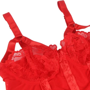 SUBBLIME - TEDDY AVEC JARRETIÃRE DÃTAIL POITRINE ROUGE L/XL