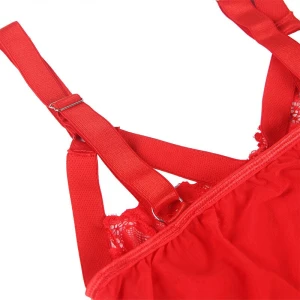 SUBBLIME - TEDDY AVEC JARRETIÃRE DÃTAIL POITRINE ROUGE L/XL
