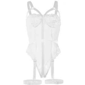 SUBBLIME - TEDDY AVEC JARRETIÃRE DÃTAIL POITRINE BLANC L/XL