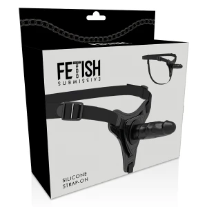 FETISH SUBMISSIVE УПРЯЖЬ / РЕМЕНЬ - РЕАЛИСТИЧНЫЙ ЧЕРНЫЙ СИЛИКОН 15 СМ