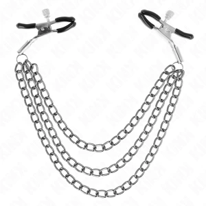 KINK - ЗАЖИМЫ ДЛЯ СОСКОВ С 3 ЦЕПЯМИ ЧЕРНЫЕ 20/23/28 СМ
