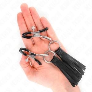 ЗАЖИМЫ ДЛЯ СОСКОВ KINK - КОЖАНАЯ КИСТЬЯ 6 СМ