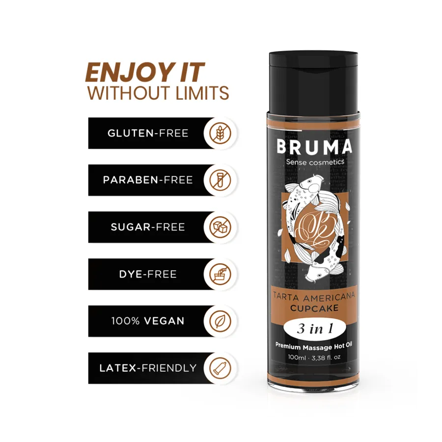 BRUMA - OLIO DA MASSAGGIO PREMIUM EFFETTO CALORE SAPORE CUPACKE 3 IN 1 - 100 ML