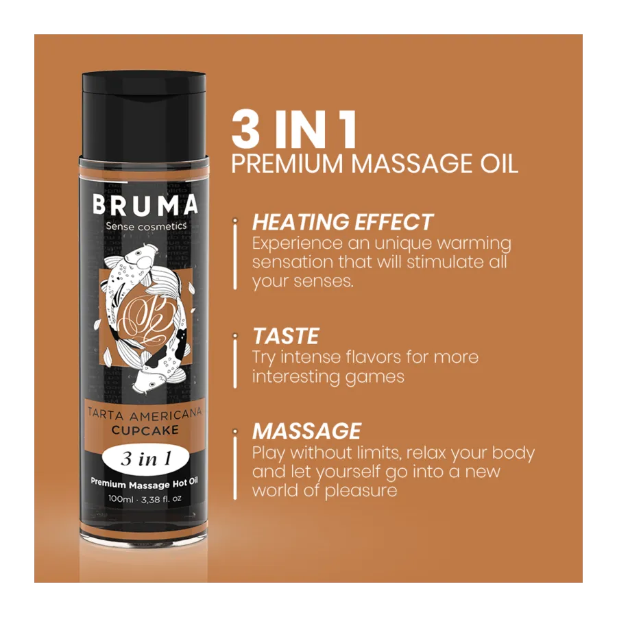 BRUMA - OLIO DA MASSAGGIO PREMIUM EFFETTO CALORE SAPORE CUPACKE 3 IN 1 - 100 ML