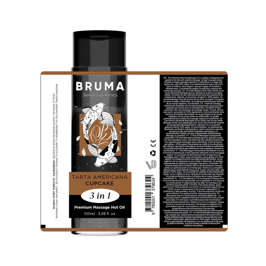 BRUMA - OLIO DA MASSAGGIO PREMIUM EFFETTO CALORE SAPORE CUPACKE 3 IN 1 - 100 ML