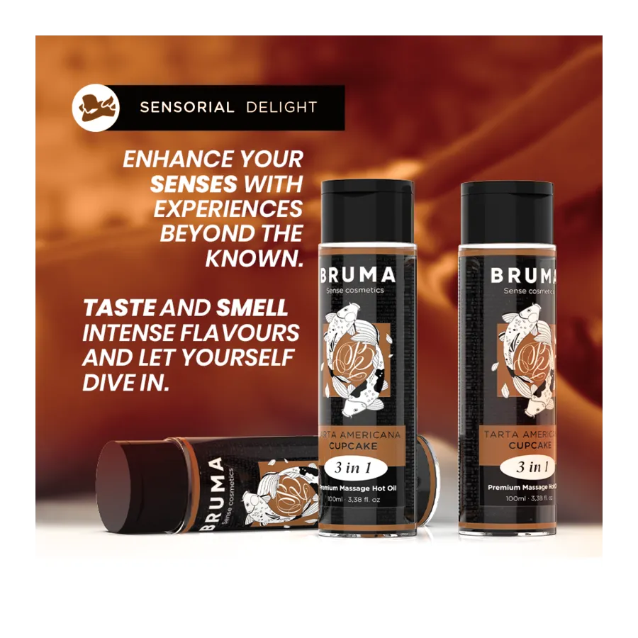 BRUMA - OLIO DA MASSAGGIO PREMIUM EFFETTO CALORE SAPORE CUPACKE 3 IN 1 - 100 ML
