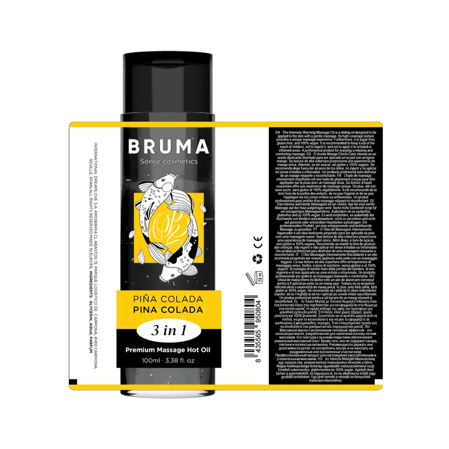 BRUMA - OLIO DA MASSAGGIO PREMIUM EFFETTO CALORE SAPORE PINA COLADA 3 IN 1 - 100 ML