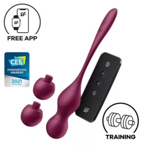 SATISFYER - LOVE BIRDS РАЗЛИЧНЫЕ ВИБРАЦИОННЫЕ ШАРИКИ БЕСПЛАТНОЕ ПРИЛОЖЕНИЕ ВИННО-КРАСНОЕ