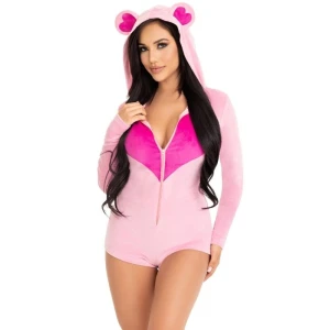 LEG AVENUE - БАРХАТНОЕ БОДИ TEDDY BEAR РОЗОВЫЙ M