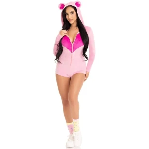 LEG AVENUE - БАРХАТНОЕ БОДИ TEDDY BEAR РОЗОВЫЙ M