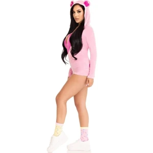 LEG AVENUE - БАРХАТНОЕ БОДИ TEDDY BEAR РОЗОВЫЙ M