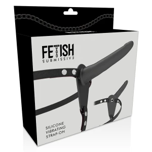 FETISH SUBMISSIVE ХАРНЕСС - ЧЕРНЫЙ СИЛИКОНОВЫЙ ВИБРАТОР 15 СМ