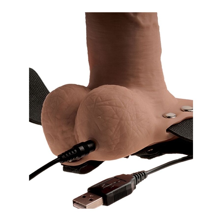 FETISH FANTASY SERIES - ADJUSTABLE HARNESS REALISTIC PENIS WITH RECHARGEABLE TESTICLES AND VIBRATOR 15 CM
