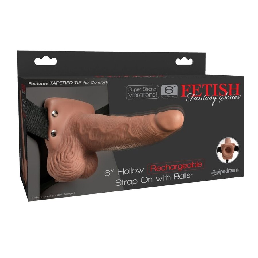 FETISH FANTASY SERIES - ADJUSTABLE HARNESS REALISTIC PENIS WITH RECHARGEABLE TESTICLES AND VIBRATOR 15 CM
