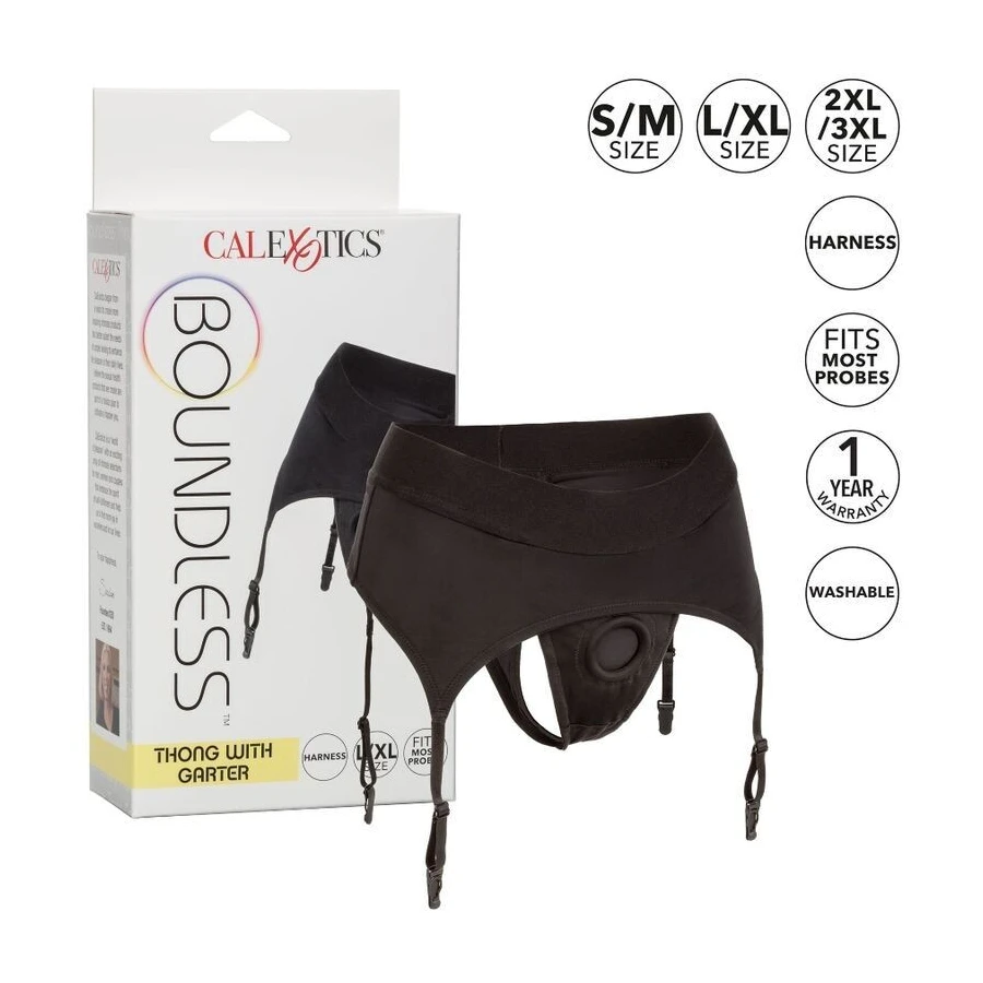 CALEX BOUNDLESS THONG WITH GARTER L/XL