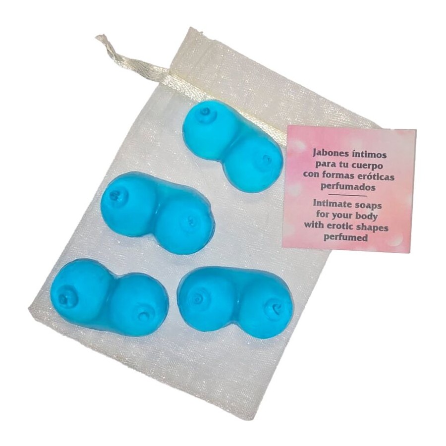 DIABLO PICANTE - 4 MINI SCENTED SOAPS SHAPED BREASTS BLUE
