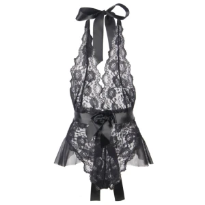 QUEEN LINGERIE DEEP V BACKLESS LACE TEDDY