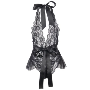 QUEEN LINGERIE DEEP V BACKLESS LACE TEDDY